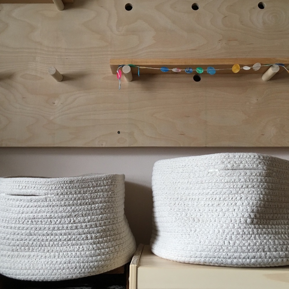 Pair soft woven baskets
